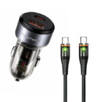 شارژر فندکی 70 وات دو پورت فرست یو مدل F070 به همراه کابل usb-C