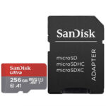 کارت حافظه microSDHC سن دیسک مدل Ultra A1 کلاس 10 استاندارد UHS-I سرعت 100MBps ظرفیت ۲۵۶ گیگابایت به همراه آداپتور SD