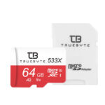 کارت حافظه Micro SD XC تروبایت مدل A2-V30-533X کلاس 10 استاندارد UHS-l U3 سرعت 80MBps ظرفیت 64 گیگابایت به همراه آداپتور SD
