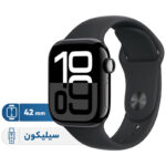 ساعت هوشمند اپل مدل Series 10 42mm Aluminum دارای قابلیت های کنترل موسیقی (Music Player)، قابلیت مکالمه از طریق بلوتوث، قابلیت تغییر طرح ساعت یا تم، صفحه همیشه روشن (Always-on Display)، پشتیبانی از دستیار صوتی بند سیلیکون